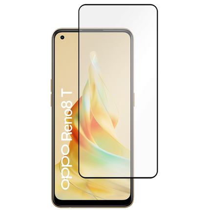 Oppo Reno8 T 4G Full Cover Tempered Glass -  Screenprotector - Black - Casebump