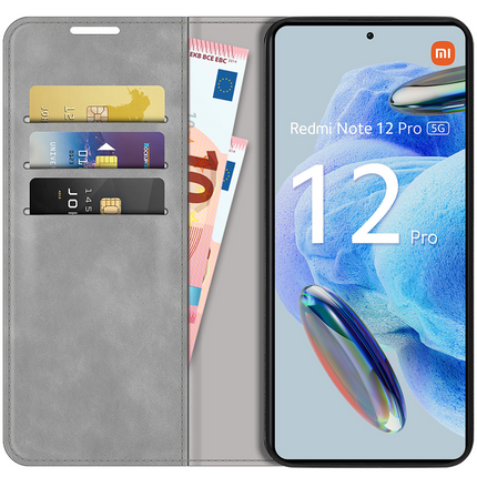 Xiaomi Redmi Note 12 Pro 5G Magnetic Wallet Case - Grey - Casebump