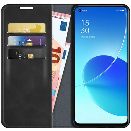 Oppo Reno6 5G Wallet Case Magnetic - Black - Casebump