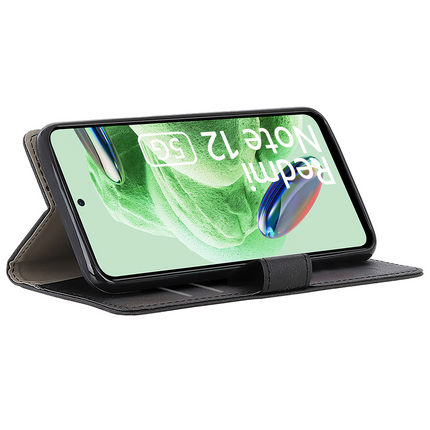 Xiaomi Redmi Note 12 5G Classic Wallet Case - Black - Casebump