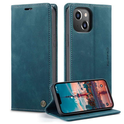 CASEME iPhone 14 Retro Wallet Case - Blue - Casebump