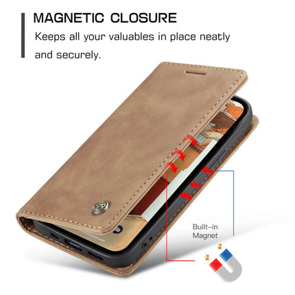 CASEME iPhone 14 Retro Wallet Case - Brown - Casebump