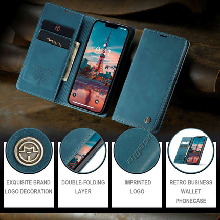 CASEME iPhone 14 Retro Wallet Case - Blue - Casebump