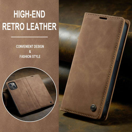 CASEME iPhone 14 Plus Retro Wallet Case - Brown - Casebump