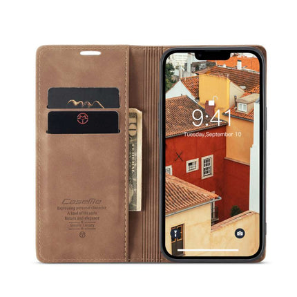 CASEME iPhone 14 Plus Retro Wallet Case - Brown - Casebump