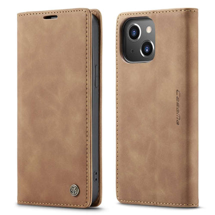 CASEME iPhone 14 Retro Wallet Case - Brown - Casebump