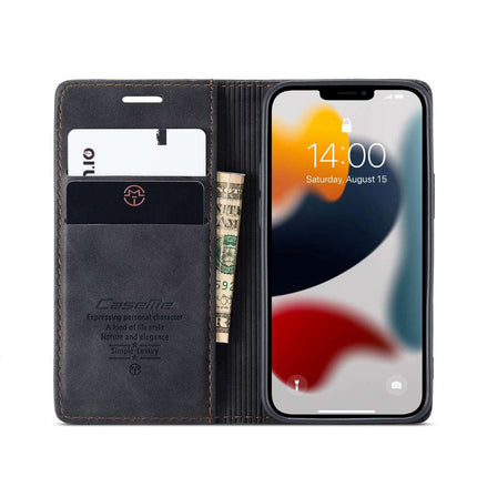 CASEME iPhone 13 Retro Wallet Case - Black - Casebump