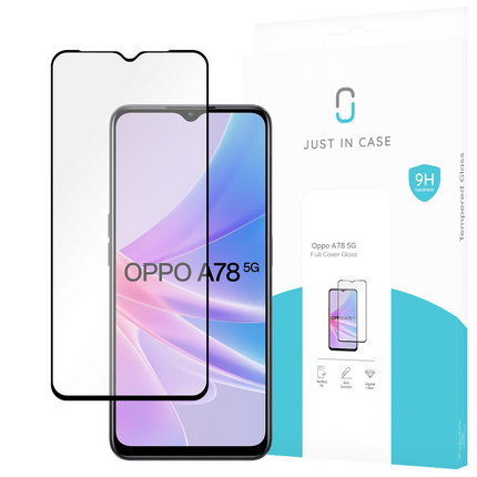 Oppo A78 5G Full Cover Tempered Glass -  Screenprotector - Black - Casebump