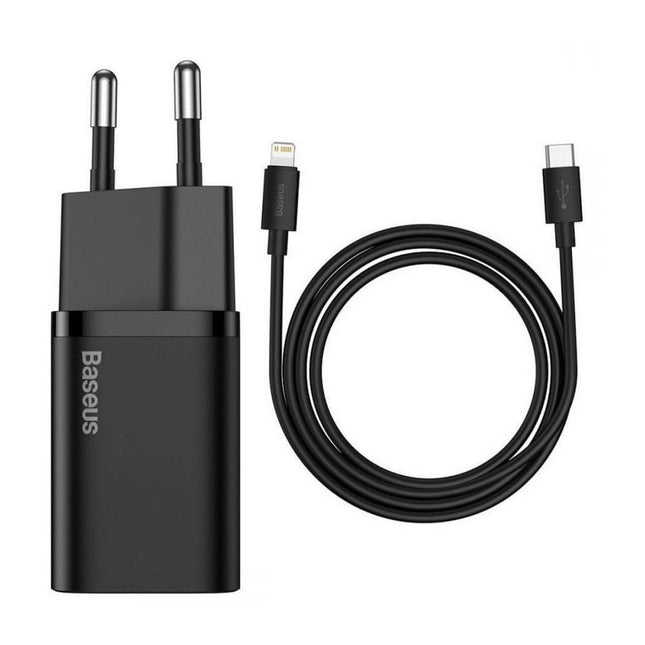 Baseus PD 20W Fast Charger + USB-C to Lightning Cable (Black) - Casebump