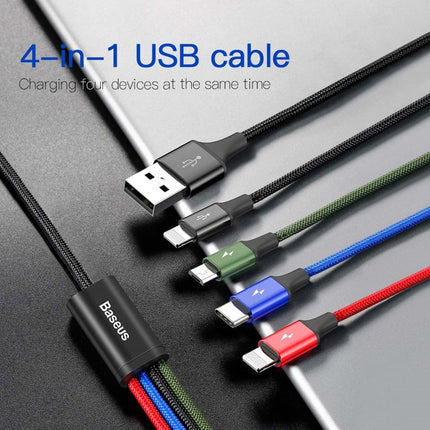 Baseus Rapid Series 4 in 1 Charging Cable - 2x Lightning 1x USB-C 1x Micro USB - Casebump