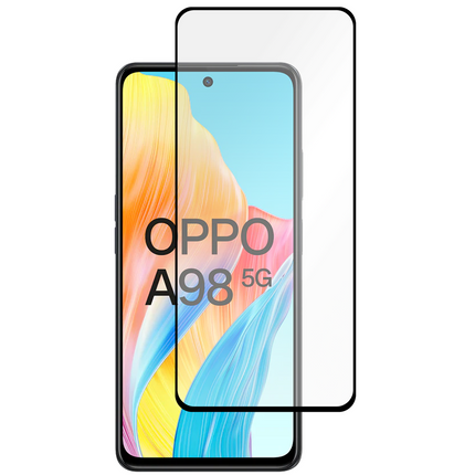 Oppo A98 5G Full Cover Tempered Glass -  Screenprotector - Black - Casebump