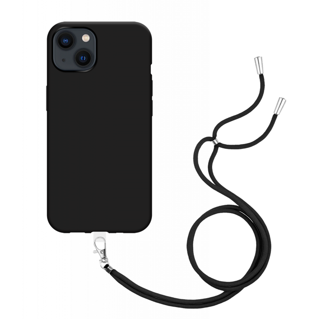 Apple iPhone 14 Plus Soft TPU Case with Strap - (Black) - Casebump