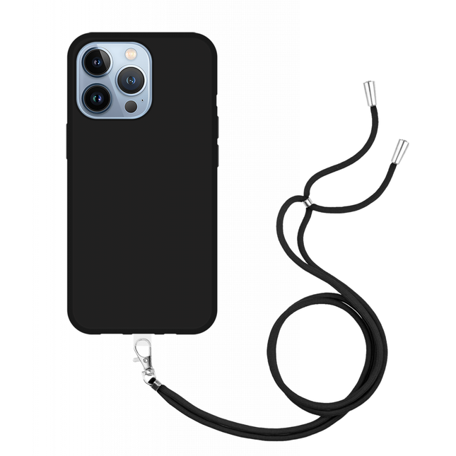 Apple iPhone 14 Pro Soft TPU Case with Strap - (Black) - Casebump