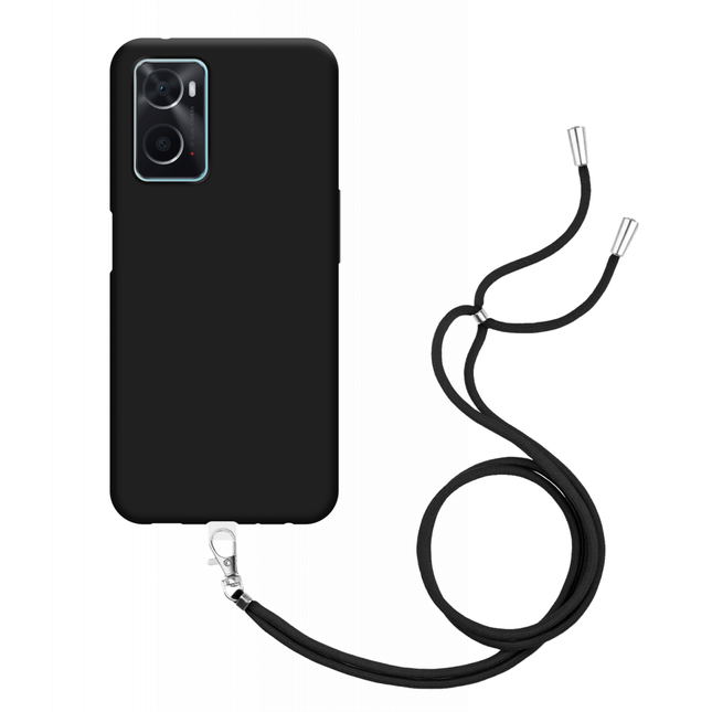 Oppo A76 Soft TPU Case with Strap - (Black) - Casebump