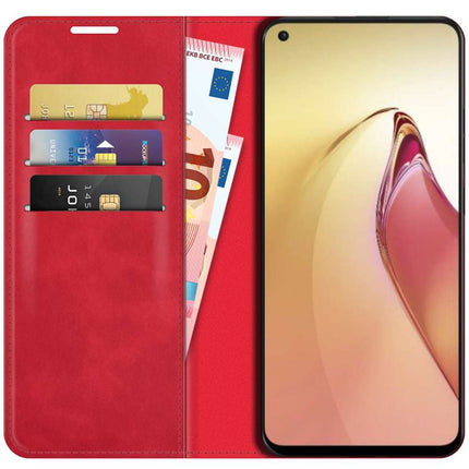 Oppo Reno8 5G Wallet Case Magnetic - Red - Casebump