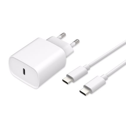 Essential USB-C PD Charger (20W) White + Essential USB-C PD Cable (150cm) White - Casebump