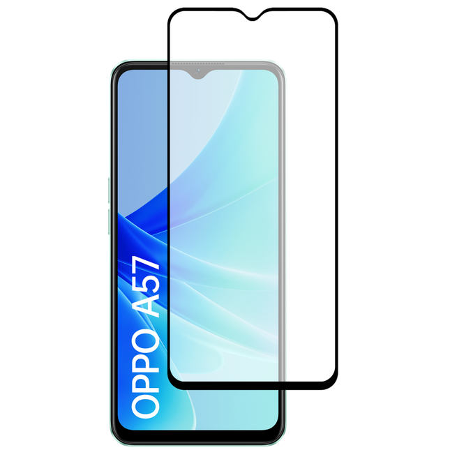 Full Cover Screenprotector Oppo A57 Tempered Glass - black - Casebump