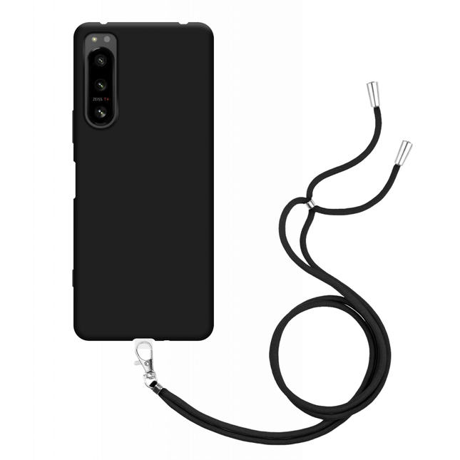 Sony Xperia 5 IV Soft TPU Case with Strap - (Black) - Casebump