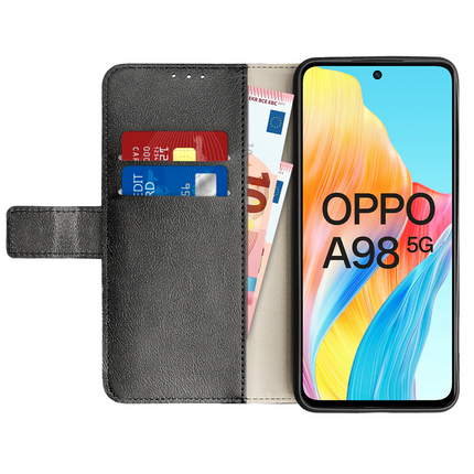 Oppo A98 5G Classic Wallet Case - Black - Casebump