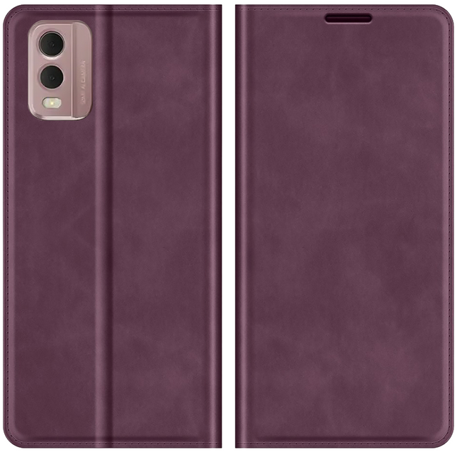 Nokia C32 Magnetic Wallet Case - Purple - Casebump