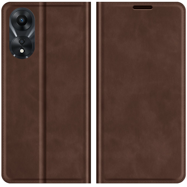 Oppo A78 5G Magnetic Wallet Case - Brown - Casebump