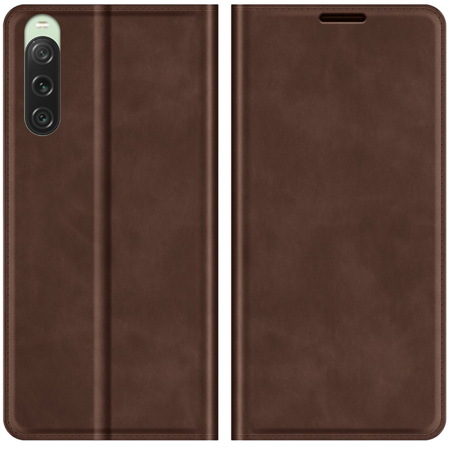 Sony Xperia 10 V Magnetic Wallet Case - Brown - Casebump