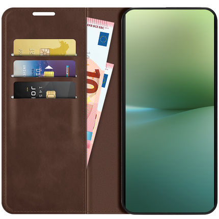 Sony Xperia 10 V Magnetic Wallet Case - Brown - Casebump